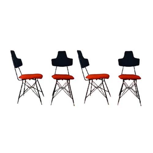 Italian Black & Red Dining Chairs, Set of 4 For Sale