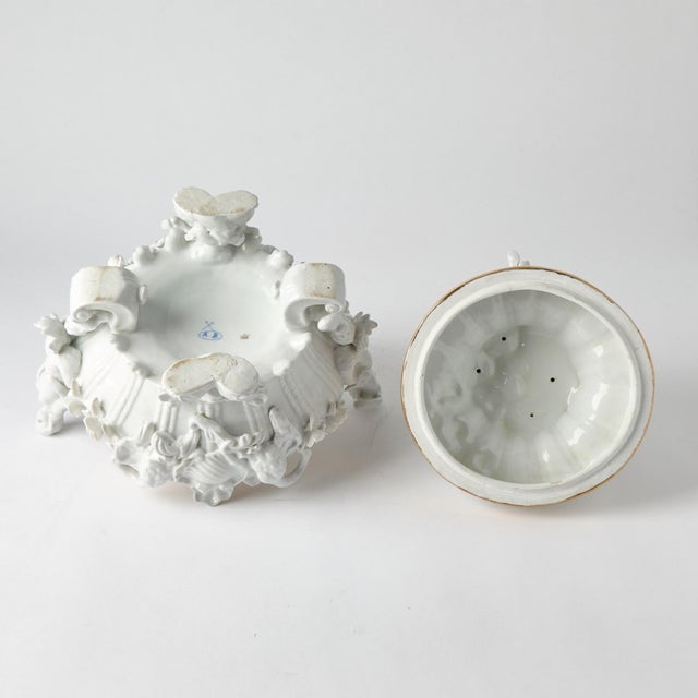 Antique Belgian Porcelain Covered Centerpiece /Mermaid, Dolphin and Shell Motifs For Sale - Image 11 of 13