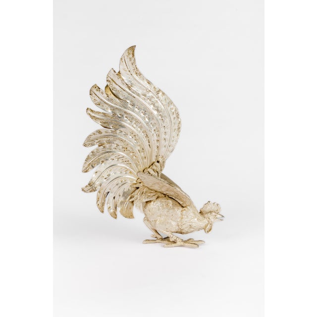Vintage Italian Silver Plated Fighting Roosters, 1960, Set of 2 For Sale - Image 6 of 18