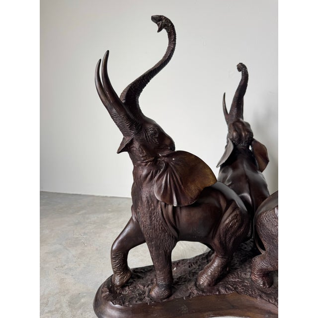 Maitland Smith Bronze Three-Elephant Dining Table Base For Sale In Miami - Image 6 of 12