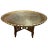 Vintage Moroccan Round Etched Brass Tray Table on Carved Folding Wood Base For Sale - Image 4 of 5