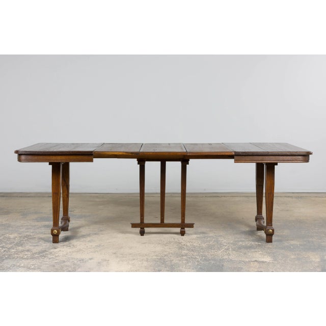 Wood 1930s French Parisian Art Deco Oak Extendable Dining Table For Sale - Image 7 of 18