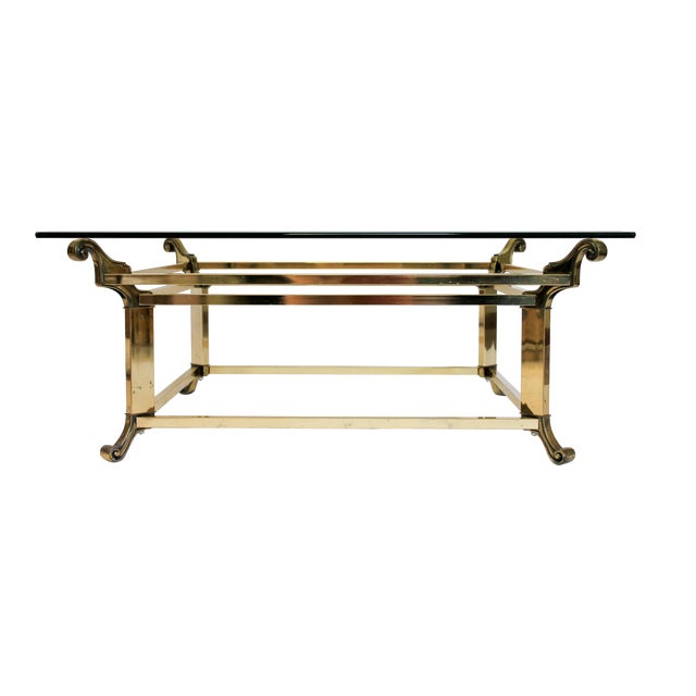 Square Brass & Glass Coffee Table Chairish