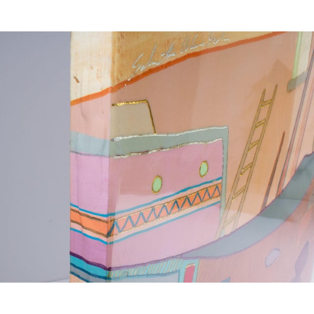 Wood Acrylic on Panel Painting Signed by Artist Salvatore Adamo Scalisi For Sale - Image 7 of 9