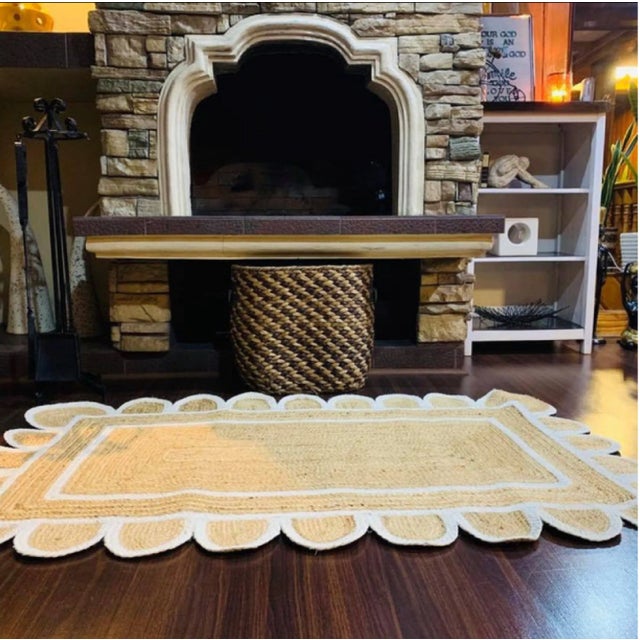 Not Yet Made - Made To Order Scallop White Jute Hand Made Rug 3x20 Ft. For Sale - Image 5 of 12