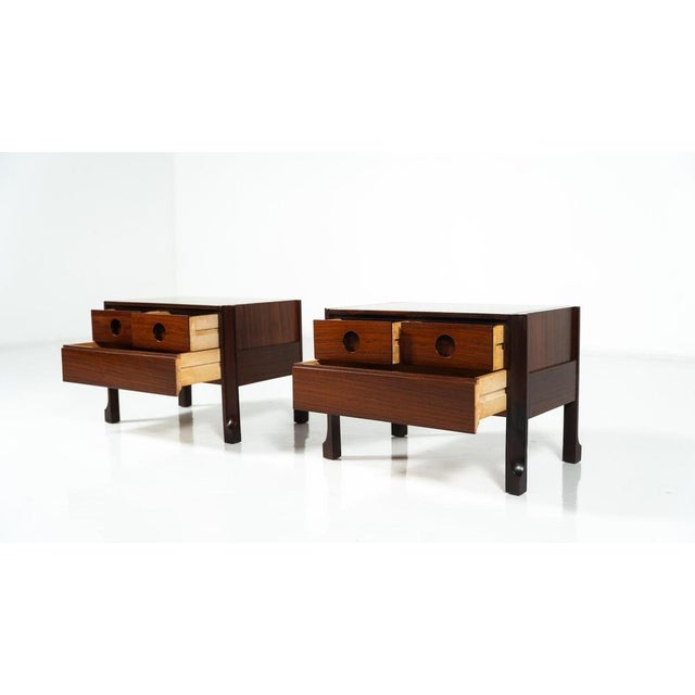 Wood Wooden Nightstands, Italy, 1960s, Set of 2 For Sale - Image 7 of 13