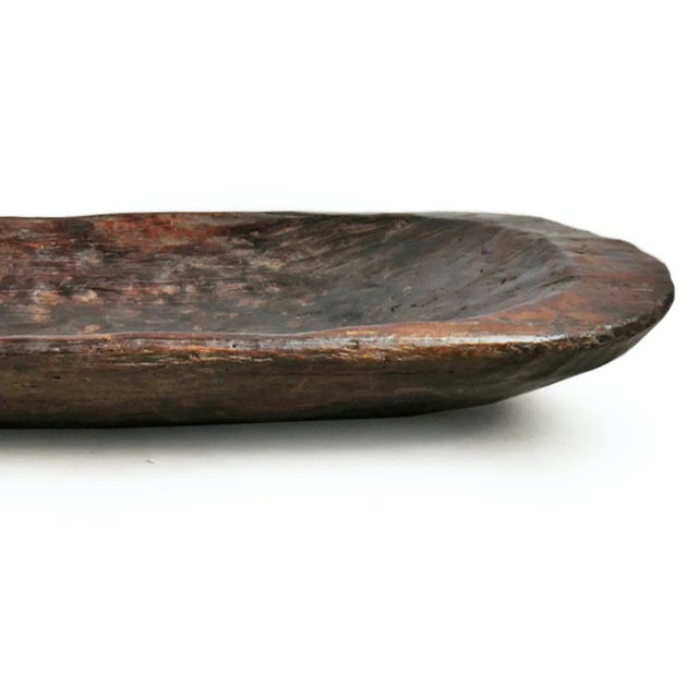 Large Naga old tribal wood bowl from north India. Impressive size with unique low profile shape. Beautiful signs of age,...