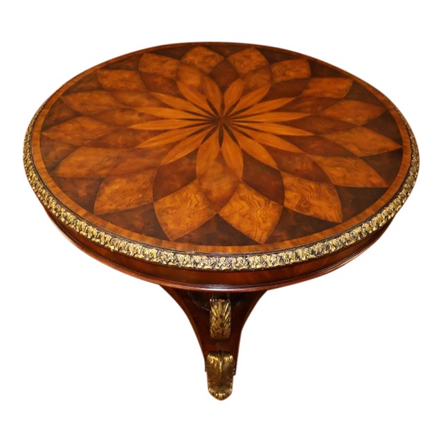 Maitland Smith Spiro Mixed Wood and Metal Entry Center Table For Sale