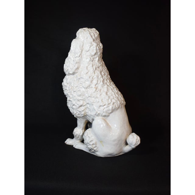 Vintage Regency White Glazed Ceramic Sitting Poodle, Italy 1960's For Sale - Image 10 of 17