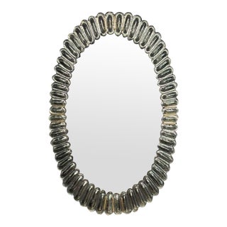 Modern Fontana Green Murano Glass Oval Mirror For Sale