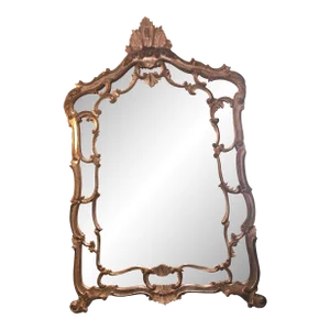Antique Baroque Style Large Silver and Gold Wash Wall Mirror