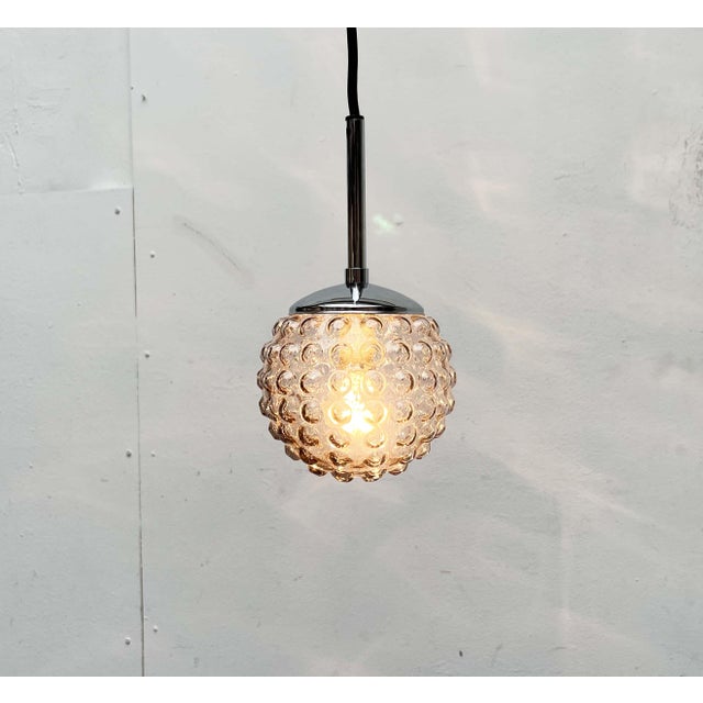 Mid-Century Modern Vintage German Space Age Glass Ball Pendant Lamps by Rolf Krüger for Staff, 1970s, Set of 4 For Sale - Image 3 of 18