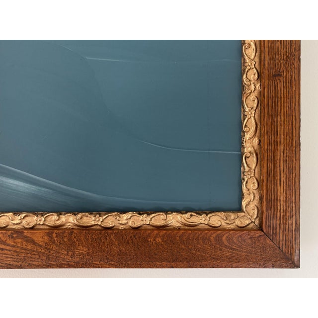 "Waves" Abstract Art in Antique Frame, Seascape Painting Transitional Wall Art by JTS For Sale - Image 9 of 9