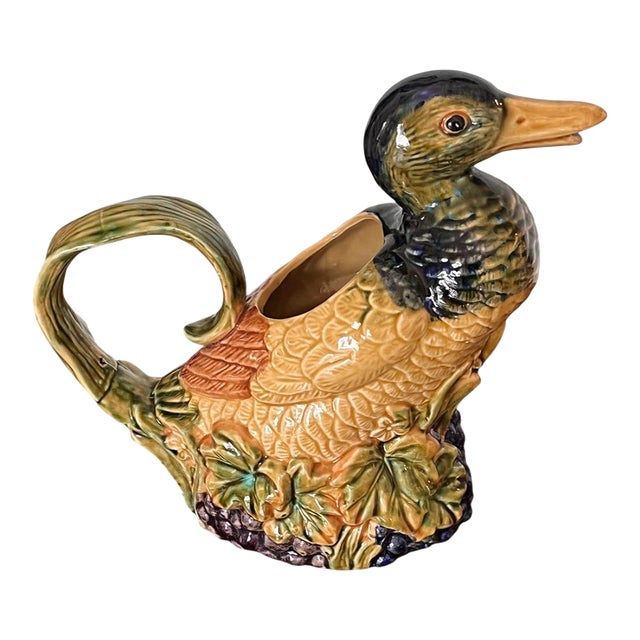 Vintage Duck Watering Can Decorative Piece Ceramic Bird Farmhouse For Sale