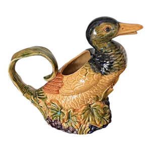 Vintage Duck Watering Can Decorative Piece Ceramic Bird Farmhouse