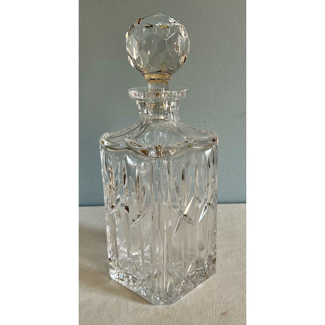 Vintage Atlantis Square Lead Crystal Decanter With Faceted Stopper, 10” For Sale - Image 12 of 13