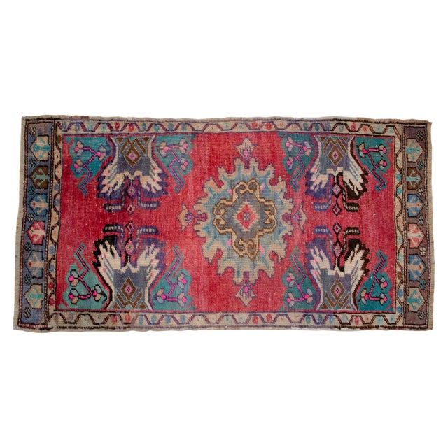 Textile Hand Knotted Door Mat, Entryway Rug, Bath Mat, Kitchen Decor, Small Rug, Turkish Rug - 1′7″ × 3′ For Sale - Image 7 of 15