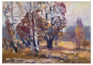 Edgars Vinters, Autumn Landscape, 1976, Oil on Cardboard