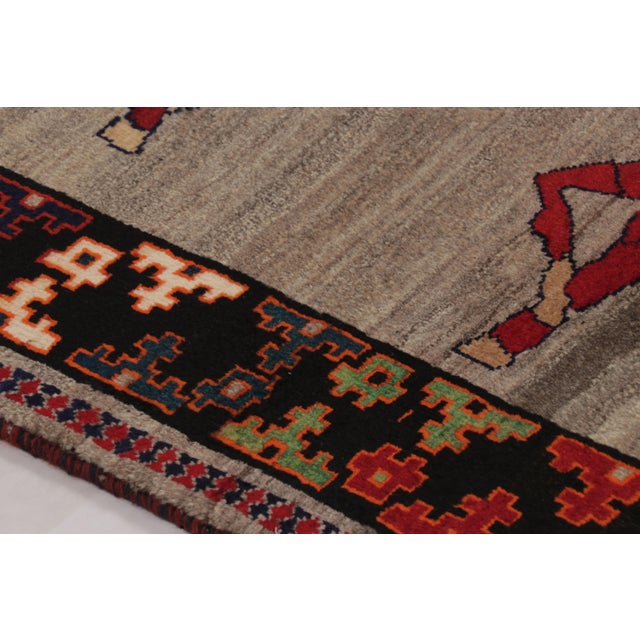 Traditional Vintage Twin Horse Pictorial Gabbeh Rug by Rug & Kilim, Afghanistan, 1950-1959 For Sale - Image 3 of 9