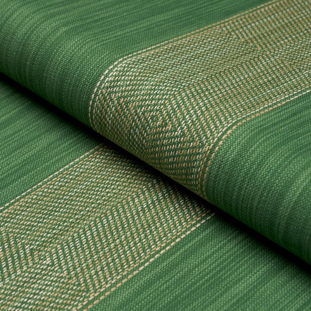 Schumacher Sample - Schumacher Universal Stripe Fabric In Emerald For Sale - Image 4 of 5