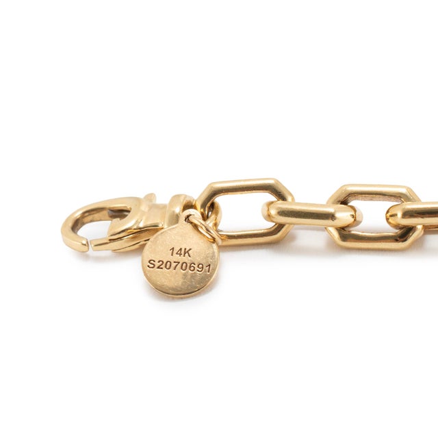 Early 21st Century Men’s Gabriel & Co 5.50mm 14k Yellow Gold Solid Chain Faceted Link Bracelet For Sale - Image 5 of 8