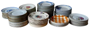 Large Bohemian Mismatched Earthenware and Porcelain Tableware Plates, Set of 115