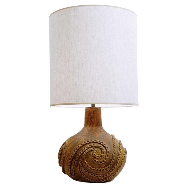 Brown Mid-Century Modern Ceramic Table Lamp, Belgium, 1960s For Sale - Image 8 of 8