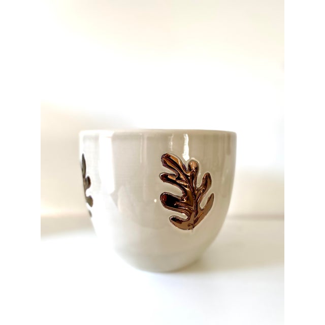 Mid-Century Modern Mid 20th Century Italian Bitossi Attributed Bowl With Gold Leaf Design For Sale - Image 3 of 4
