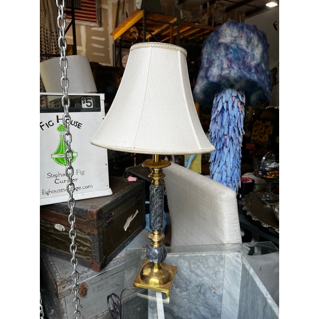 1970s Vintage Gold and Black Stone Table Lamp For Sale - Image 5 of 5