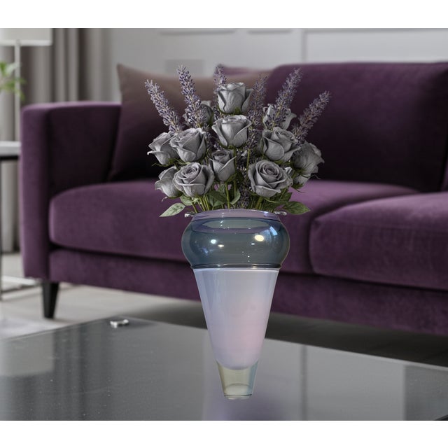 Dale Chihuly Art Glass Lavender Gray Cone Shaped Vase Brand & Greenberg 1986 For Sale - Image 4 of 17