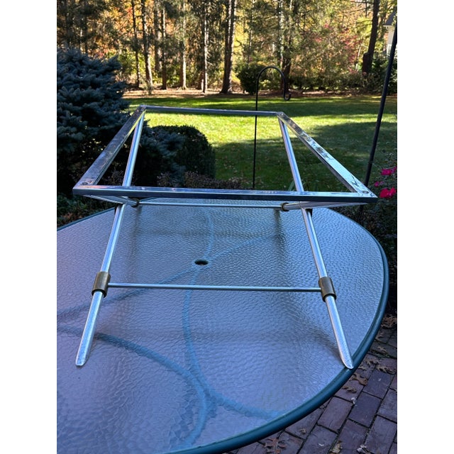 1950s John Vesey v-41 X-Leg Aluminum Brass Coffee Table Mid Century Modern For Sale - Image 5 of 12