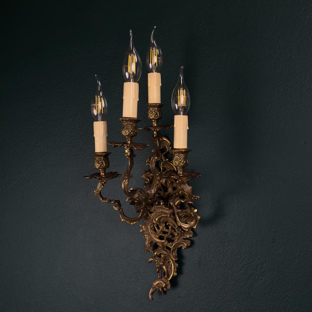 Vintage Italian Bronze Wall Sconce, Italy, 1930s For Sale - Image 17 of 18