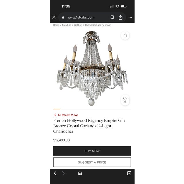 1970s Antique Crystal Chandelier For Sale - Image 5 of 7