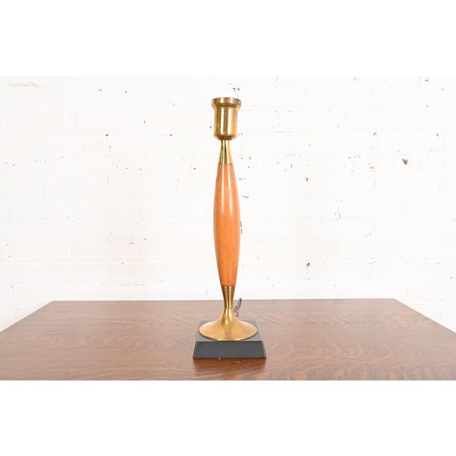 Mid-Century Modern Teak and Brass Desk Lamp or Table Lamp, Circa 1950s For Sale - Image 12 of 12