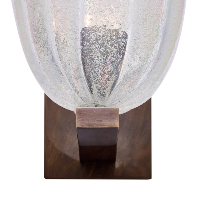 2020s Italian Venetian Murano Pulegoso Glass Sconces With Patinated Brass - a Pair For Sale - Image 5 of 9