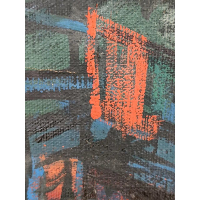 A Substantially Sized Mid Century Modern Industrial Style Abstract Expressionist Oil Painting on Canvas 52.75"H x 27.75"W...
