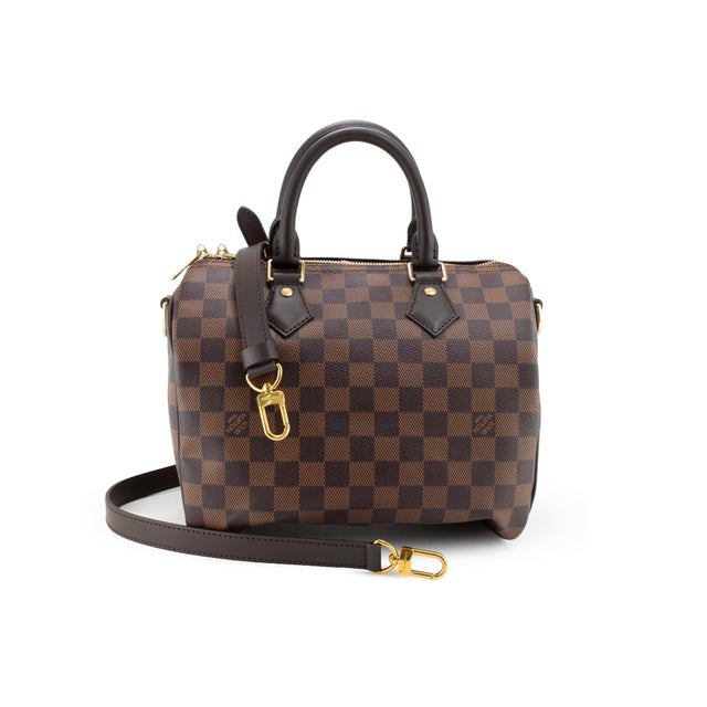 Early 21st Century Louis Vuitton Speedy Bandouliere 25 Damier Ebene Coated Canvas Shoulder Tote Bag For Sale - Image 5 of 11