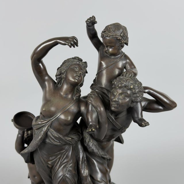 Clodion, The Childhood of Silene, 20th Century, Bronze on Marble Base For Sale - Image 5 of 16