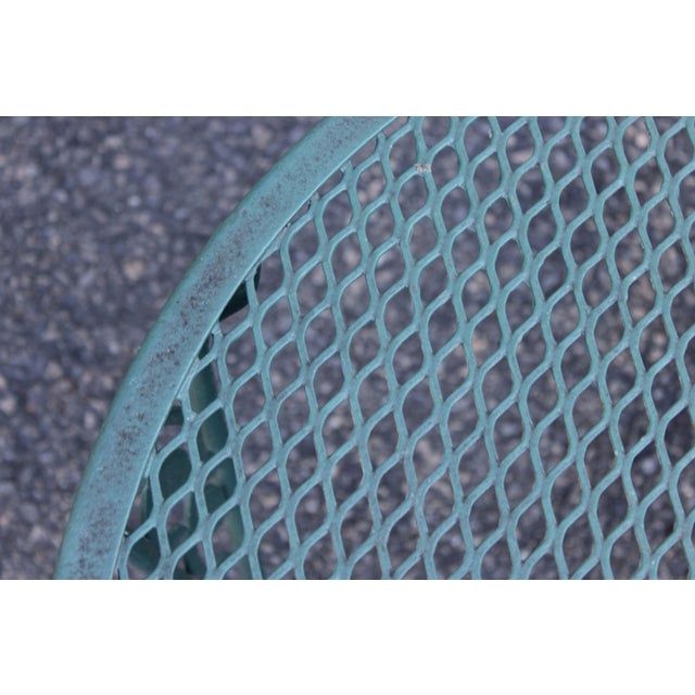 Late 20th Century Wrought Iron Outdoor Round Mesh Top Patio Table With Floral Motif For Sale - Image 5 of 17