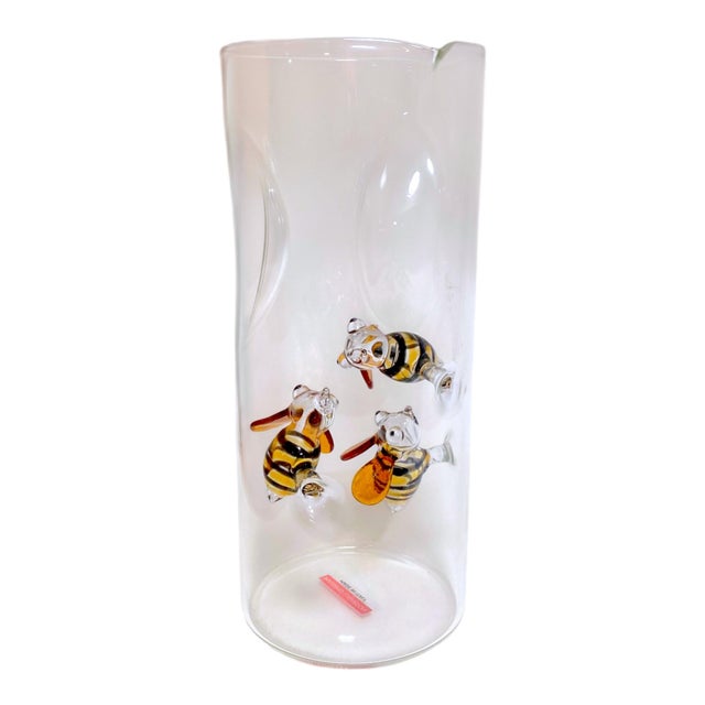 Massimo Lunardon Art Glass Pitcher With Applied Handblown Bees, Made in Italy for Neiman Marcus For Sale - Image 9 of 14