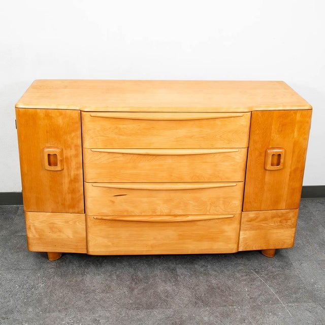 Mid Century Modern Credenza Heywood Wakefield Buffet Champagne Drawers Cabinet For Sale - Image 9 of 11