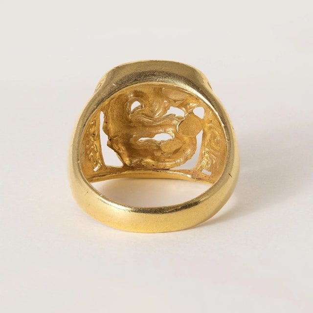 Vintage 24k Solid Gold Lucky Dragon Ring, Size 7 For Sale In Los Angeles - Image 6 of 7