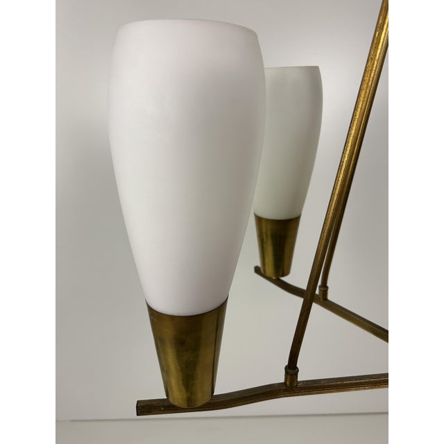 Glass and Brass Chandelier, 1950s For Sale - Image 6 of 11