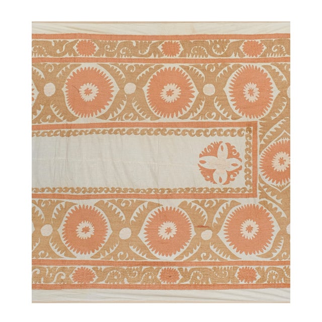 Vintage Neutral Central Asian Suzani Textile, Wall Hanging Tapestry For Sale - Image 4 of 13