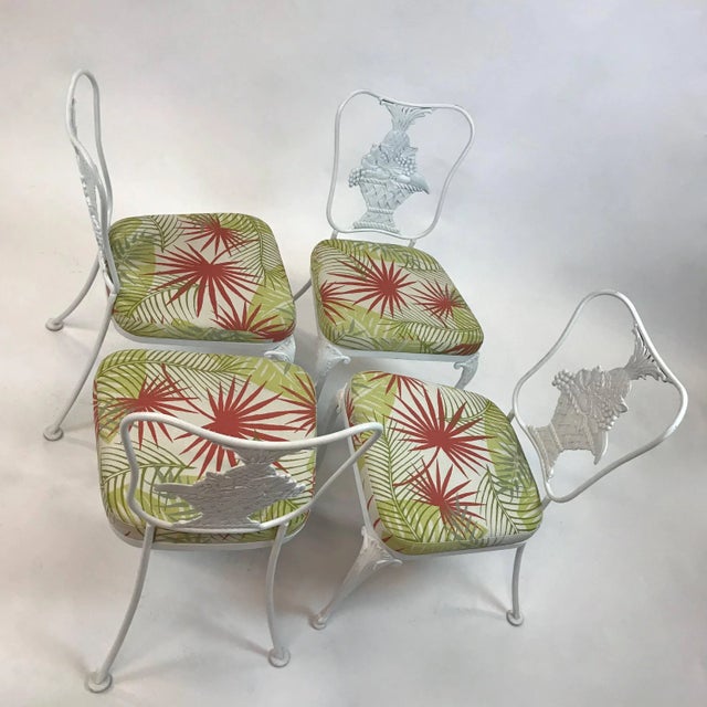 Hollywood Regency Hollywood Regency Wrought Iron Dining Chairs - Set of 4 For Sale - Image 3 of 7