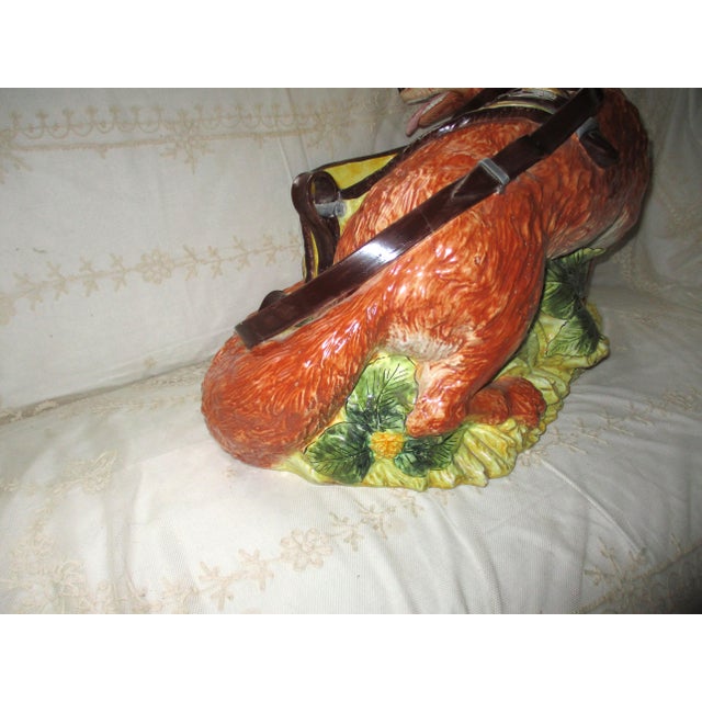 1950s Vintage Huge Mid Century Italian Ceramic Fox and Mail Satchel Chache Pot For Sale - Image 5 of 15