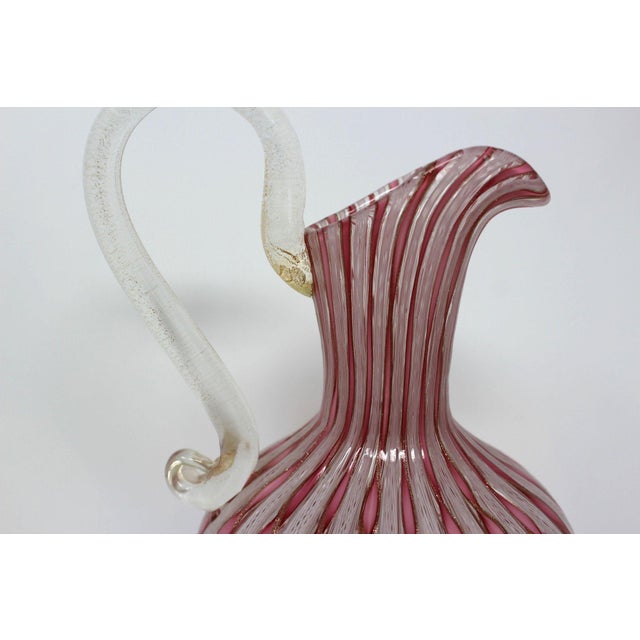 Murano 1950s Latticino Murano Pitcher For Sale - Image 4 of 8