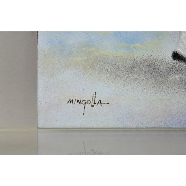 Blue Late 20th Century Dom Dominic Mingolla Enamel on Copper Painting Spanish Matador 9 X 12 - A Pair For Sale - Image 8 of 11