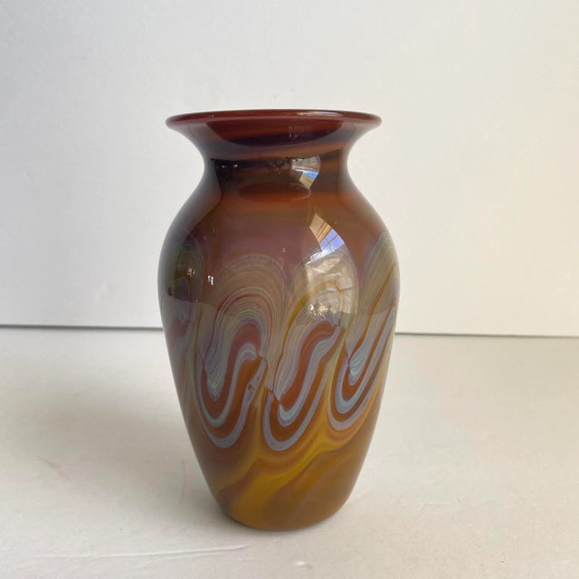 Vintage 1970s Eric Berlin Art Glass Swirl Vase Alder House Oregon Signed Berlin 78 A beautiful piece with a nice neutral...