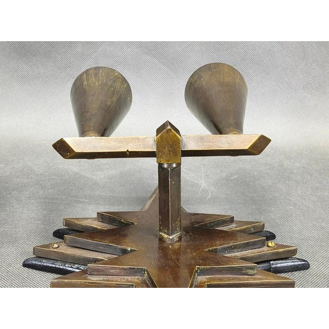 Czech Cubist Brass Wall Lights, Czechoslovakia, 1920s, Set of 2 For Sale - Image 10 of 13